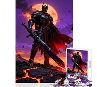 Rompecabezas para Adolescentes de 1000 Piezas Caballero Oscuro con Espada de Fuego Juguete para decoración de Pared Regalo de Amigo Secreto Juego Imposible Mejora el Amor Entre Parejas tamaño 38x52cm