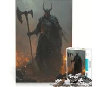 Rompecabezas para Adolescentes de 1000 Piezas: Caballero Oscuro con Hacha, Dios de la Guerra, Juego Educativo, decoración, Lista de Deseos con Papá Noel 38x52cm