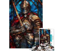 Rompecabezas para Adolescentes de 1000 Piezas Caballero Paladín Vitrales Rompecabezas para Adultos Juego práctico Obra de Arte Interacción Entre Padres e Hijos (tamaño 50x75cm)