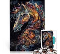 Rompecabezas para Adolescentes de 1000 Piezas Caballo Avatar artístico Juego de Preguntas con Piezas de Formas aleatorias Que se entrelazan Completamente 52x38cm