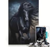 Rompecabezas para Adolescentes de 1000 Piezas: Caballo Negro al Galope, Juego Imposible, para Relajarse intelectualmente, Regalo para Mujeres 38x52cm