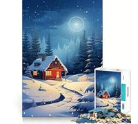 Rompecabezas para adolescentes de 1000 piezas Cabaña en invierno por la noche Bordes impecables Divertido juego de habilidad mental Juego tranquilo y entretenido para cumpleaños Arte y juego (50x75cm)