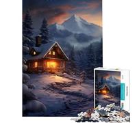 Rompecabezas para Adolescentes de 1000 Piezas Cabaña en un país de Las Maravillas Invernal Juego Educativo desafío Juguete Juegos relajantes para la diversión Familiar Regalo de cumpleaños (38x26cm)