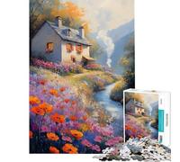 Rompecabezas para Adolescentes de 1000 Piezas Cabaña Junto al Arroyo Rompecabezas para Adultos Juego práctico para divertirse en Familia Difícil y desafiante (tamaño 38x26cm)