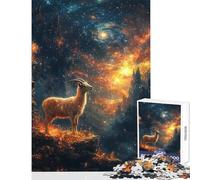 Rompecabezas para Adolescentes de 1000 Piezas Cabra montesa bajo un Cielo Estrellado Juegos educativos Juguete de Montaje Decoración de Pared Fomenta el Amor Entre Parejas (50x75cm)