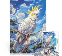 Rompecabezas para Adolescentes de 1000 Piezas Cacatúa Blanca en una Rama Aprendizaje Educativo Adecuado para decoración de Escritorio. 52x38cm