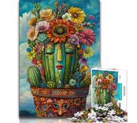 Rompecabezas para Adolescentes de 1000 Piezas: Cactus en un jarrón Ayuda a ejercitar el Cerebro Juguetes adictivos para Cultivar la Paciencia y Mejorar la Memoria (75x50cm)
