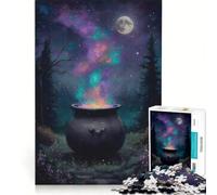 Rompecabezas para Adolescentes de 1000 Piezas Caldero mágico bajo la luz de la Luna Juguete Educativo para la diversión Familiar para Fortalecer el Amor Entre Parejas 38x52cm