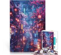 Rompecabezas para Adolescentes de 1000 Piezas Calle Nocturna de Anime Rompecabezas Cada Pieza es única: un desafiante y Divertido Juego Familiar 38x26cm