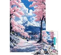 Rompecabezas para Adolescentes de 1000 Piezas Camino de cerezos en Flor hacia Fuji Juego de ingenio Carrera de Velocidad Manual Ayuda a ejercitar el Cerebro (tamaño 50x75cm)