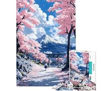 Rompecabezas para Adolescentes de 1000 Piezas Camino de cerezos en Flor hacia Fuji Rompecabezas DIY Juguetes Regalo de cumpleaños (tamaño 38x26cm)