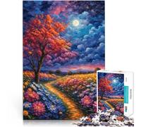 Rompecabezas para Adolescentes de 1000 Piezas Camino de Flores Iluminado por la Luna Desafiante Difícil para la decoración del hogar 50x70cm