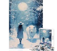 Rompecabezas para Adolescentes de 1000 Piezas Camino de la Luna Lobo Juguetes antiestrés Regalo de cumpleaños Juegos Divertidos Actividades Divertidas en casa tamaño 50x75cm