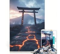 Rompecabezas para Adolescentes de 1000 Piezas Camino de Lava hacia el Monte Fuji, decoración de Pared de Juguete, difícil y desafiante, Regalo de Juego desafiante 38x52cm
