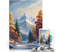 Rompecabezas para Adolescentes de 1000 Piezas Camino de montaña nevado Actividad Familiar con Piezas de Formas aleatorias Que se entrelazan Completamente 75x50cm