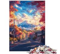 Rompecabezas para Adolescentes de 1000 Piezas Camino de otoño al Monte Fuji Rompecabezas de precisión para Adolescentes Juego de ingenio para la interacción Entre Padres e Hijos (38x52cm)