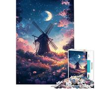 Rompecabezas para Adolescentes de 1000 Piezas Camino del Molino Iluminado por la Luna Rompecabezas para Adultos Vacaciones en casa Un Reto Educativo Diversión Familiar y Noche de Juegos 38x26cm