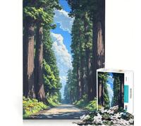 Rompecabezas para Adolescentes de 1000 Piezas: Camino japonés del Bosque a Nikko, Juegos relajantes, desafío difícil, colección de Artistas, Bellas Artes 50x75cm