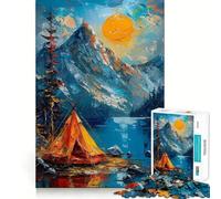 Rompecabezas para Adolescentes de 1000 Piezas Camping,montañas,Corte preciso,diversión,resolución de Problemas,diversión,relajación,Tiempo de diversión,decoración navideña (50x75cm)