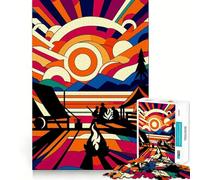 Rompecabezas para Adolescentes de 1000 Piezas Camping Sunset,WPAP,Popart,Pieza de Ajuste preciso,Lógica,Juguete Divertido,Juego Tranquilo,Cumpleaños,Arte,Juego (38x52cm)