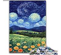 Rompecabezas para Adolescentes de 1000 Piezas Campos bajo el Cielo Nocturno, Juego Familiar antiestrés, desafío difícil, fomenta el Amor en Pareja tamaño 50x75cm