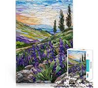 Rompecabezas para Adolescentes de 1000 Piezas Campos de Lavanda al Amanecer Juego Intelectual con póster a Juego y Hoja de Trivia 38x26cm