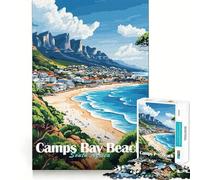 Rompecabezas para Adolescentes de 1000 Piezas,Camps Bay Beach,Sudáfrica Decoración de Corte preciso Juguete Creativo y Divertido Juego de Paz Pieza de Arte navideña (38x26cm)