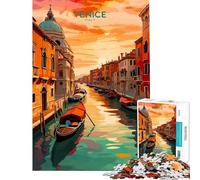 Rompecabezas para Adolescentes de 1000 Piezas Canal de Venecia al Atardecer Actividades Divertidas para Hacer en casa decoración artística para el hogar Juegos educativos Apto para Mayores de 14 años
