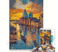 Rompecabezas para Adolescentes de 1000 Piezas Canal de Venecia al Atardecer Juego práctico Actividades Familiares Regalo Ideal para los Amantes de los Juegos 38x52cm