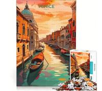 Rompecabezas para Adolescentes de 1000 Piezas Canal de Venecia al Atardecer Juegos educativos decoración colección de Artistas Bellas Artes 38x26cm