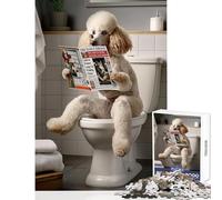 Rompecabezas para Adolescentes de 1000 Piezas caniche en el Inodoro Juguete Educativo Regalo de cumpleaños Juego Familiar con póster a Juego y Hoja de Trivia tamaño 50x75cm