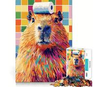 Rompecabezas para Adolescentes de 1000 Piezas Capibara con Papel higiénico en la Cabeza,decoración de Corte Limpio,Juguete Creativo y Divertido,Juego de Paz,Pieza de Arte navideña (38x52cm)