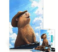 Rompecabezas para Adolescentes de 1000 Piezas Capibara con Sombrero de Vaquero,Corte preciso,Divertido,resolución de Problemas,diversión,relajación,Tiempo de diversión,decoración navideña (38x52cm)