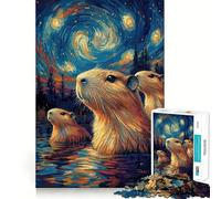 Rompecabezas para Adolescentes de 1000 Piezas Capibaras bajo la Noche Estrellada Piezas de Ajuste preciso Juguete Divertido y silencioso Ideal para cumpleaños y Actividades artísticas (38x52cm)
