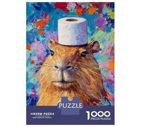 Rompecabezas para Adolescentes De 1000 Piezas Capybara with Toilet Paper Hat Rompecabezas para Adolescentes Juegos Relajantes para La Diversión Familiar Juego Desafiante Regalos 52x38cm/1000pcs