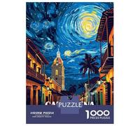 Rompecabezas Para Adolescentes De 1000 Piezas Cartagena Colombia Starry Night Cityscape Rompecabezas Para Adultos Juguete Decoración De Pared Corte De Precisión Para Cumpleaños, Navidad 38x26cm/1000pc