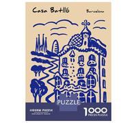 Rompecabezas para Adolescentes De 1000 Piezas Casa Batlló Barcelona Sketch Rompecabezas para Adolescentes Juego Familiar Desafío Difícil Cumpleaños Y Navidad 38x26cm/1000pcs