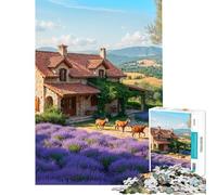 Rompecabezas para Adolescentes de 1000 Piezas Casa de Piedra en un Campo de Lavanda Rompecabezas para Adultos Juguetes antiestrés Divertidos y con Humor Fomenta la interacción Entre Padres e Hijos