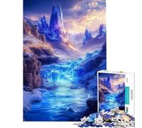 Rompecabezas para Adolescentes de 1000 Piezas Cascada con cañón de Cristal Azul Brillante Un desafío Educativo y difícil Que pondrá a Prueba tu ingenio para Mayores de 14 años 38x26cm