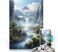 Rompecabezas para Adolescentes de 1000 Piezas Cascada en la Naturaleza del Bosque Juegos Divertidos Mejorar el Amor Entre Parejas 38x26cm