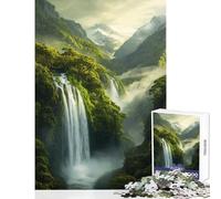 Rompecabezas para Adolescentes de 1000 Piezas Cascada en un exuberante Valle Juguete Educativo Regalo Divertido Juego Imposible para Mejorar el Amor en Pareja tamaño 38x26cm
