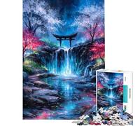 Rompecabezas para Adolescentes de 1000 Piezas Cascada mística con Puerta Torii Rompecabezas para Adultos Juego de ingenio análisis y lógica Regalo Ideal para Amigos y Familiares (tamaño 38x26cm)