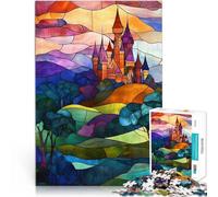 Rompecabezas para Adolescentes de 1000 Piezas Castillo de vidrieras Juguetes de Entretenimiento Familiar Buen Regalo 38x26cm