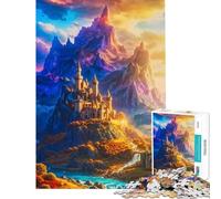 Rompecabezas para Adolescentes de 1000 Piezas Castillo Iluminado por el Sol de Las Cumbres Místicas Ayuda a ejercitar el Cerebro y a aliviar el estrés Juego de ingenio para Mayores de 14 años 38x52cm