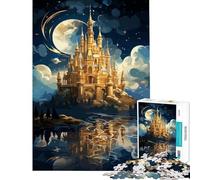 Rompecabezas para Adolescentes de 1000 Piezas Castillo Lunar Lago fantástico Juguetes educativos Juego Educativo decoración Perfecta Regalos de cumpleaños (tamaño 38x26cm)