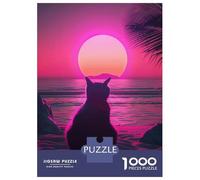 Rompecabezas para Adolescentes De 1000 Piezas Cat Animal Retro Sunset Rompecabezas para Adultos Juguete Decoración De Pared Regalo De Cumpleaños Regalos Y Cumpleaños Únicos 70x50cm/1000pcs