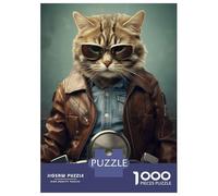 Rompecabezas para Adolescentes De 1000 Piezas Cat Biker Funny Animal Rompecabezas para Adultos Juguetes De Bricolaje Análisis Y Lógica Regalo De Cumpleaños, Regalos, 70x50cm/1000pcs