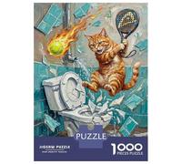 Rompecabezas para Adolescentes De 1000 Piezas Cat Chaos in The Bathroom Rompecabezas para Adultos Juguete Decoración De Pared Corte De Precisión para Cumpleaños, Navidad 70x50cm/1000pcs