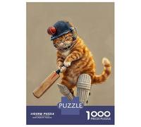 Rompecabezas para Adolescentes De 1000 Piezas Cat Cricket Player Rompecabezas Juego De Ingenio Análisis Y Lógica Actividades Divertidas En Casa 52x38cm/1000pcs