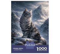 Rompecabezas para Adolescentes De 1000 Piezas Cat in Snowy Mountain Landscape Rompecabezas para Adultos Juegos Familiares Alivia El Estrés Regalos De Cumpleaños Y Únicos 70x50cm/1000pcs